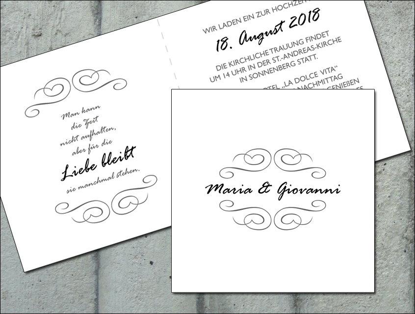 no. 7141 - Einladung Hochzeit Hochzeitseinladung Elegant White Hochzeitskarte Karte Papeterie Hochzeitspapeterie weiß weiss exklusiv elegant modern vornehm