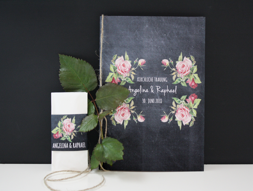 no. 7143 - Einladung Hochzeit Hochzeitseinladung Hochzeitskarte chalkboard Kreide Tafel Rosen roses schwarz rosa vanille Vintage