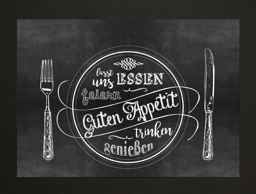 no. 8142 - Tischset Set Guten essen + trinken Guten AppetitTafel Kreide chalkboard Schriften Typo